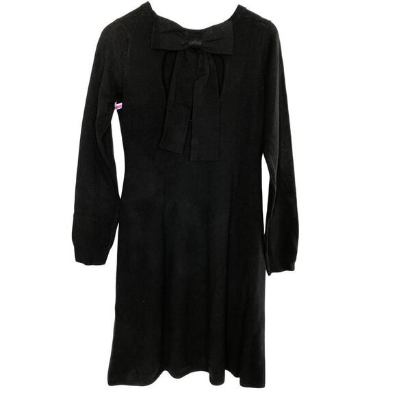 Vince Camuto Sweater Dress Long Sleeve Open Back Bow Tie Fit & Flare Black M - Picture 4 of 9